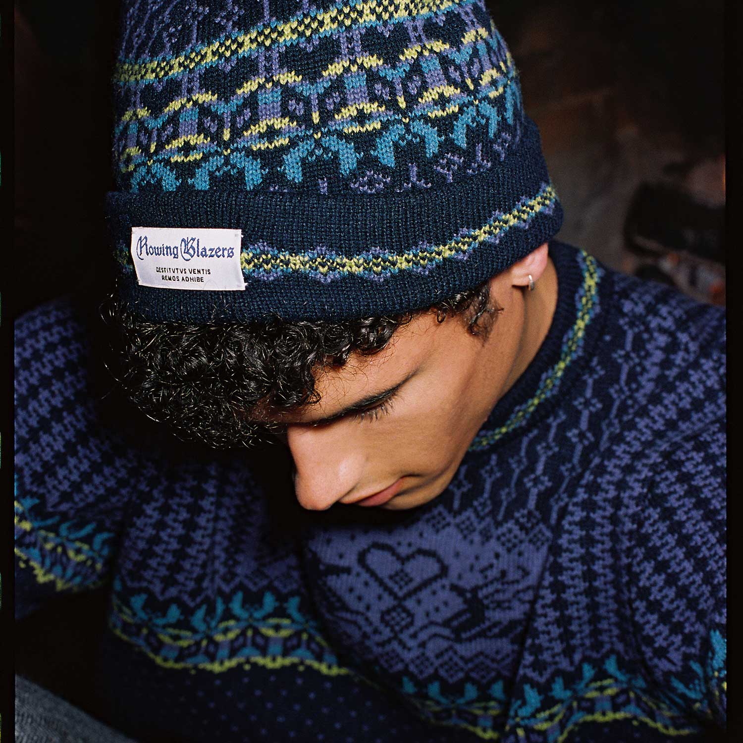 Cashmere Nordic Fairisle Beanie Navy