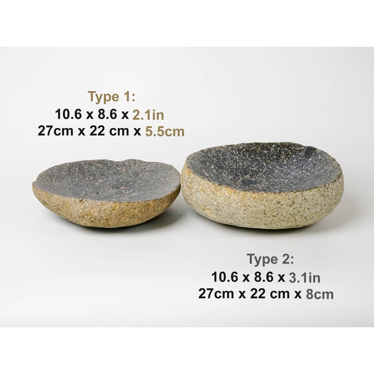 Handcrafted Natural River stone Bird Bath for Balcony, Patio, Natural River Stone Bowl Polished Inside, Garden or Yard by Dovaart.com