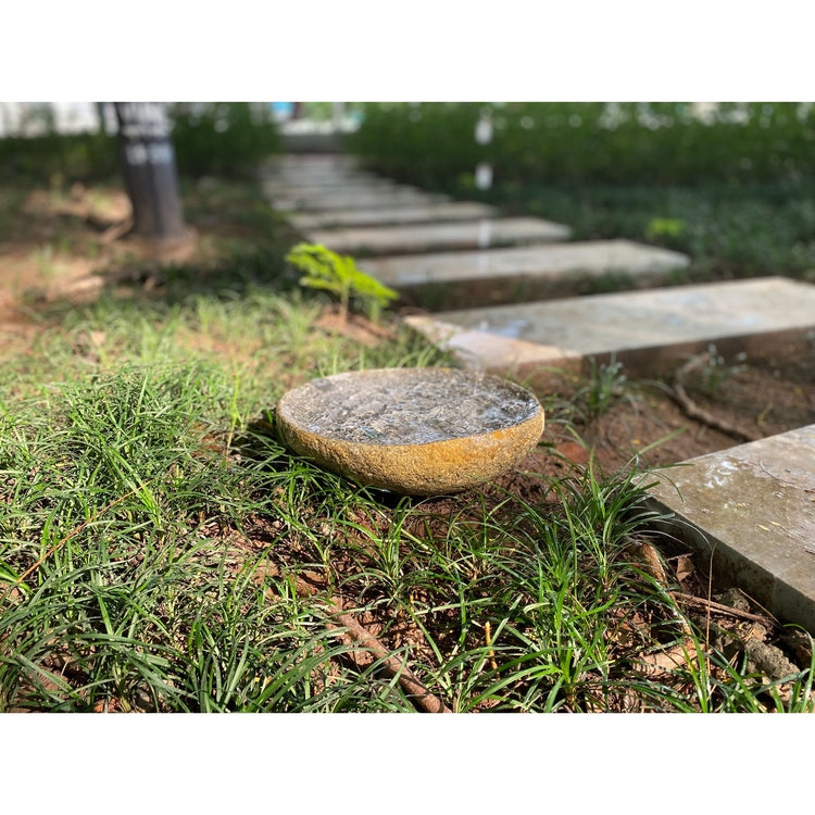 Handcrafted Natural River stone Bird Bath for Balcony, Patio, Natural River Stone Bowl Polished Inside, Garden or Yard by Dovaart.com