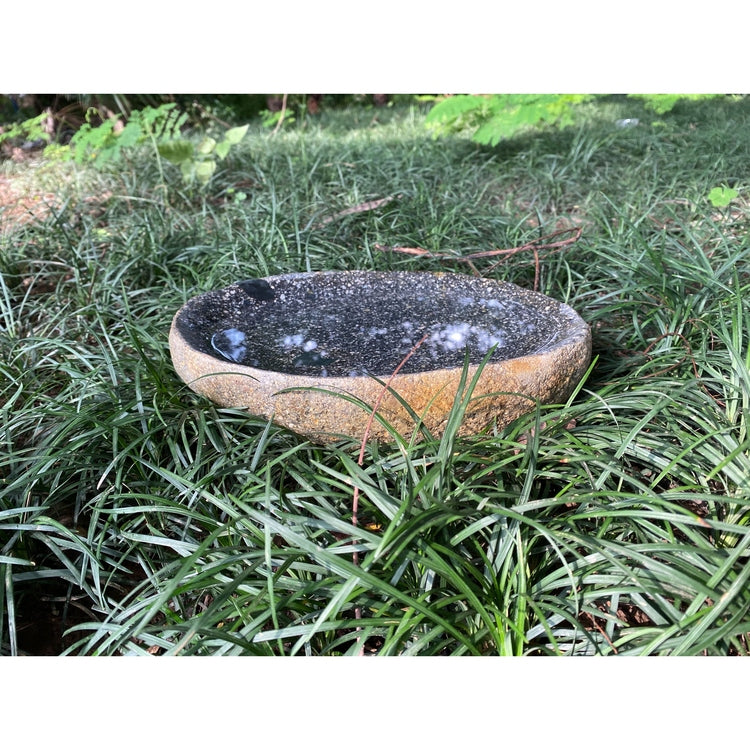 Handcrafted Natural River stone Bird Bath for Balcony, Patio, Natural River Stone Bowl Polished Inside, Garden or Yard by Dovaart.com