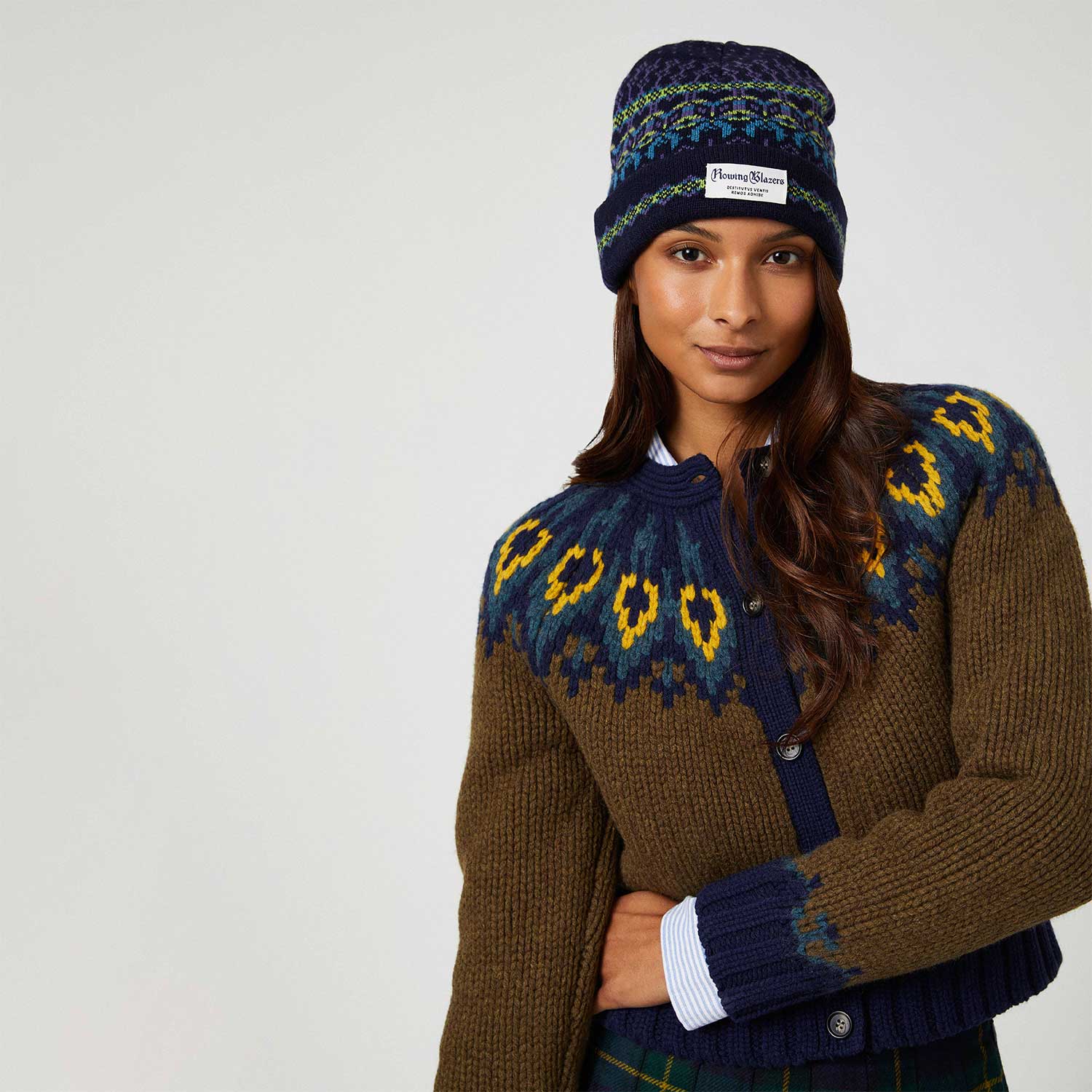 Cashmere Nordic Fairisle Beanie Navy