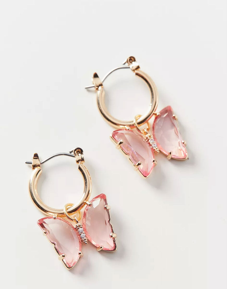 Butterfly Charm Hoop Earrings