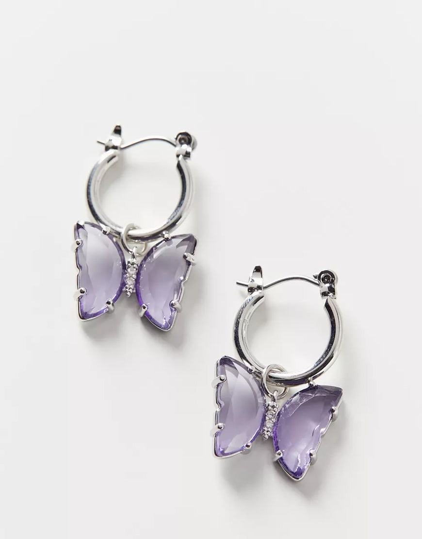 Butterfly Charm Hoop Earrings