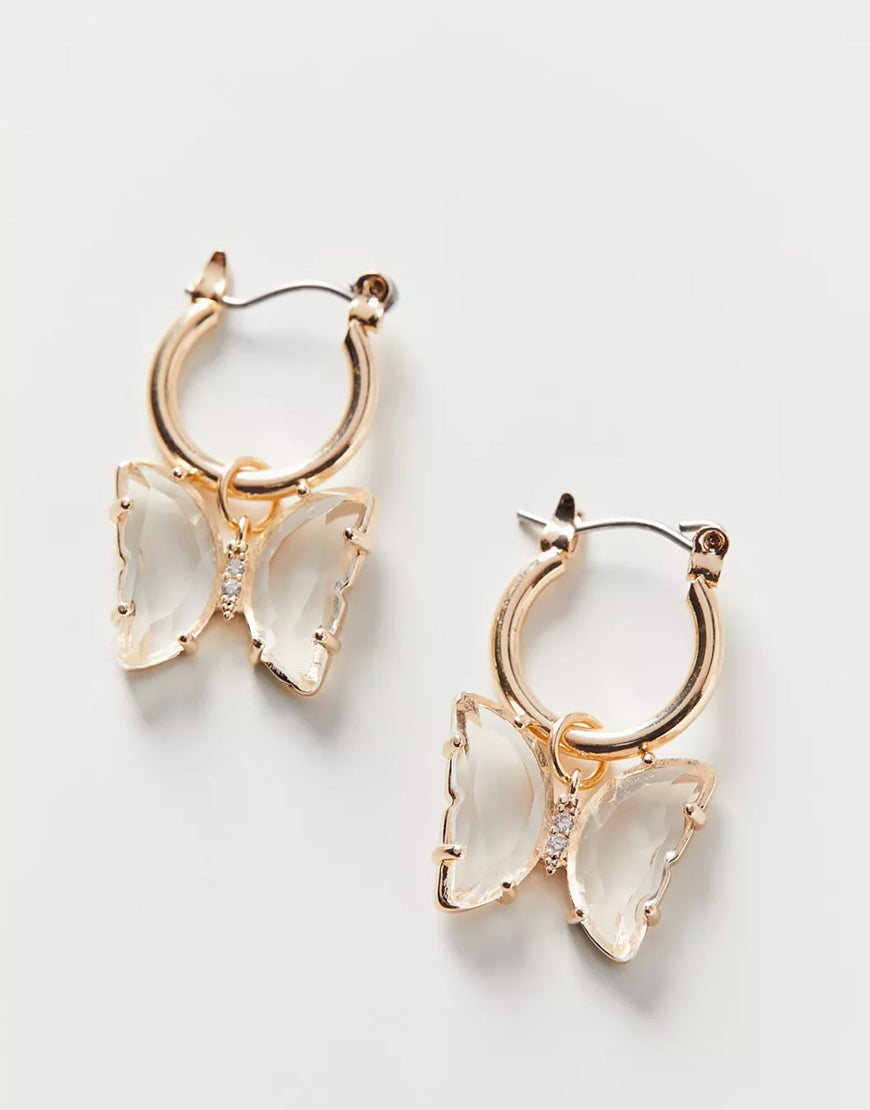 Butterfly Charm Hoop Earrings